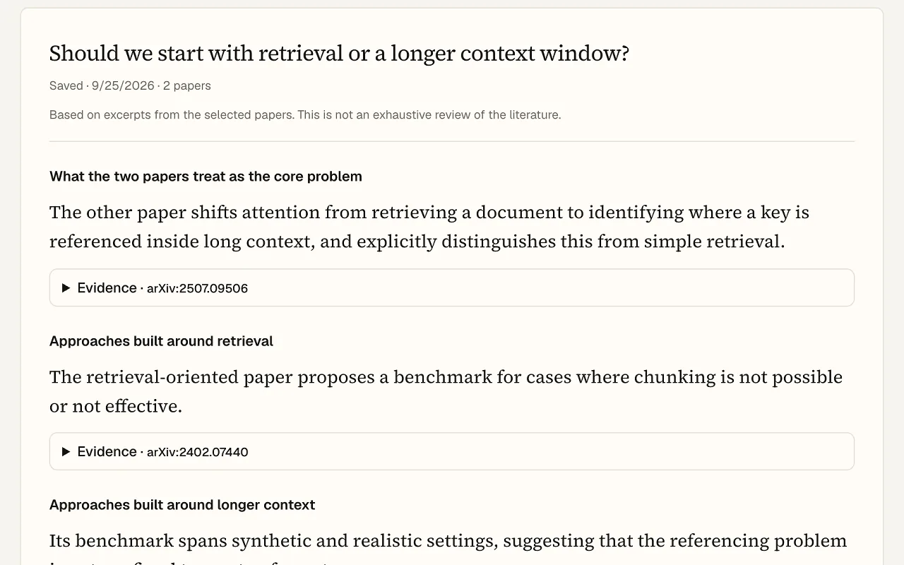 A literature review with evidence linked to each paper's arXiv record
